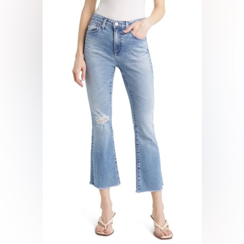 AG Farrah High Waist Crop Bootcut Jeans In 16 Years Soft Shore